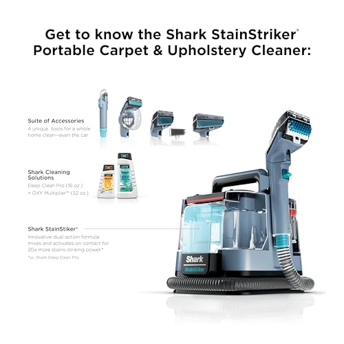 Shark StainStriker Portable Carpet Upholstery & Area Rug Cleaner, Bonus XL Tool & Full-Size Cleaning Solution, Stain & Odor Remover