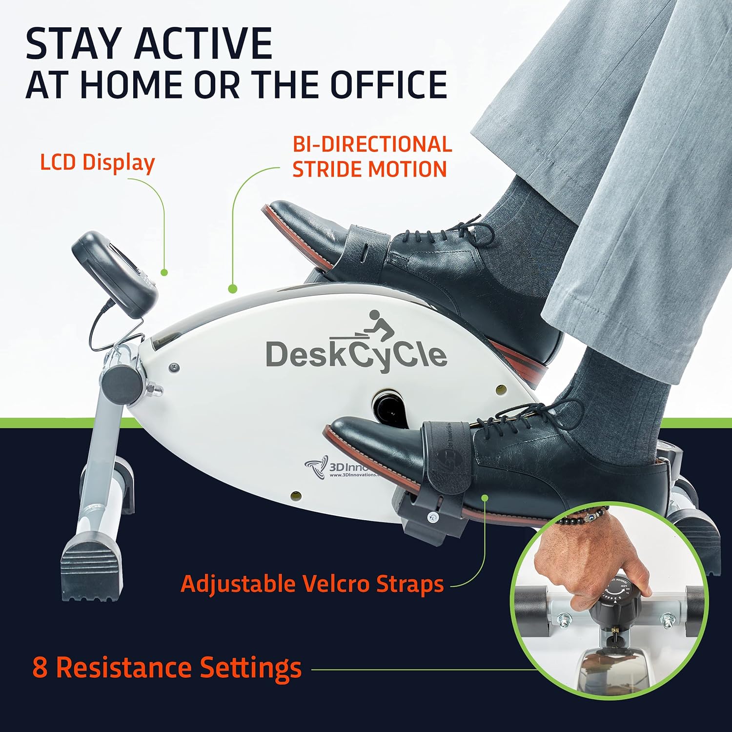 DeskCycle Under Desk Bike Pedal Exerciser - Portable Foot Exercise Cycle for Sitting with LCD Display - Mini Stationary Peddler for Adults & Seniors