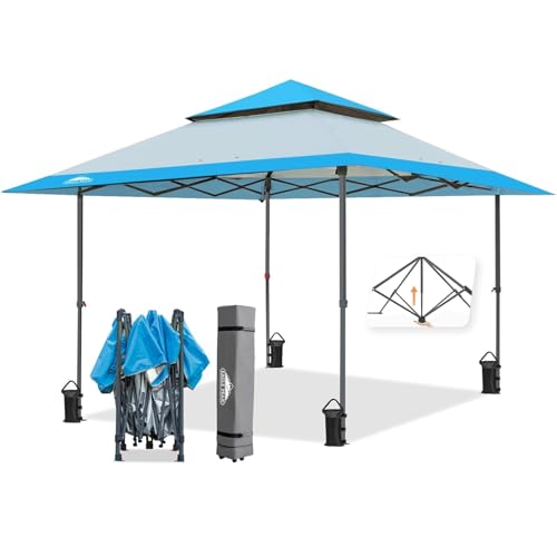 EAGLE PEAK 13x13 Straight Leg Pop Up Canopy Tent Instant Outdoor Canopy Easy Single Person Set up Folding Shelter w/Auto Extending Eaves 169 Square