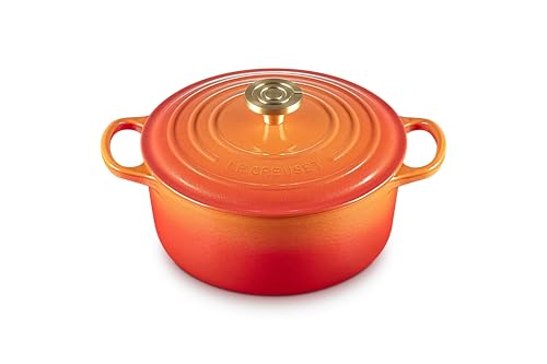 Le Creuset Enameled Cast Iron Signature Oval Dutch Oven, 15.5 qt., Flamme Doree with Crucible Knob