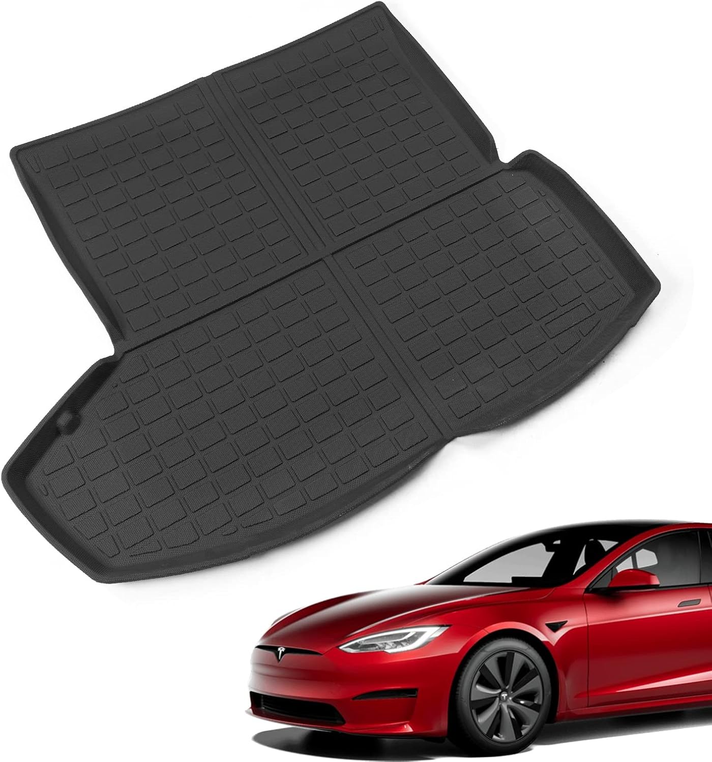 Kingna Fit 2021 2022 Tesla Model S Cargo Liners TPE Car Trunk Mat All Weather for Tesla Model S Accessories (Car Trunk Mat)