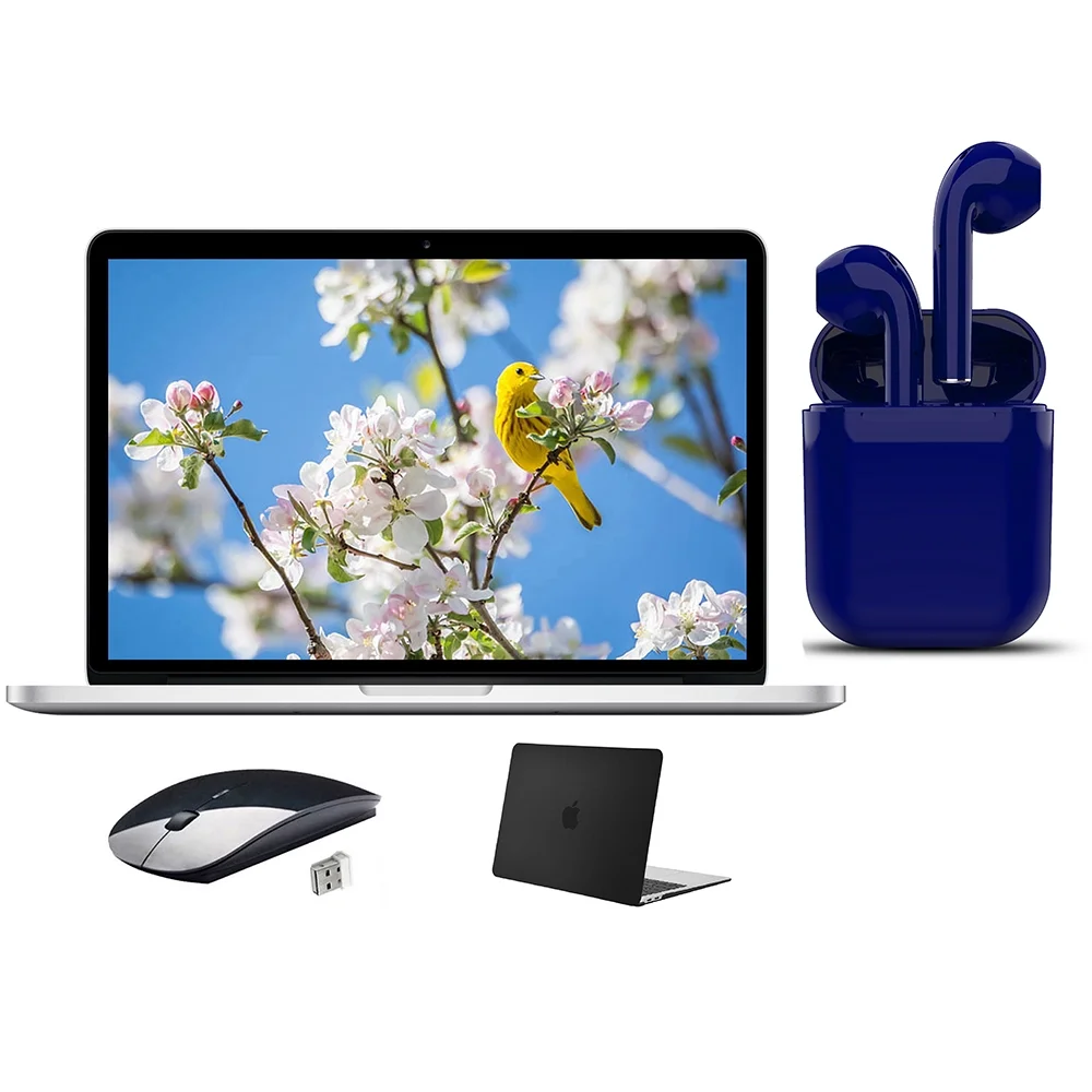 Restored Apple MacBook Pro 13.3-inch Intel Core i5 8GB RAM Mac OS 256GB Bundle: Black Case, Wireless Mouse