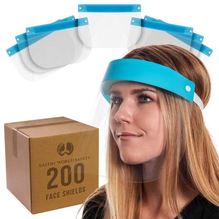 Salon World Safety 200 Face Shields 20 Packs of 10 - Ultra Clear...