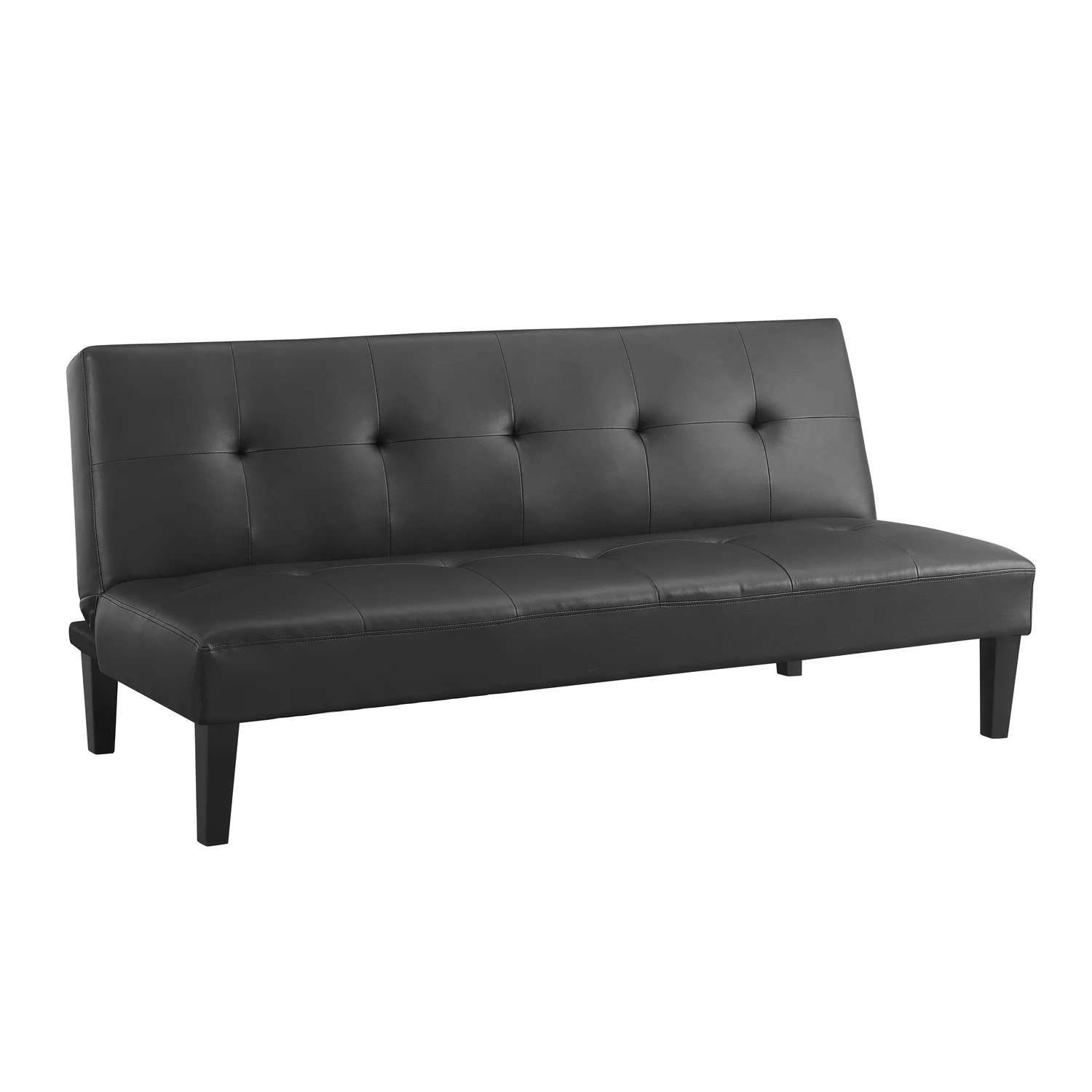 Modern Tufted Convertible Futon Sofa Bed, Folding Sofa Couch with Wooden Legs, Reclining Small Couch, Durable and Sturdy Futon Sofa, Faux Leather