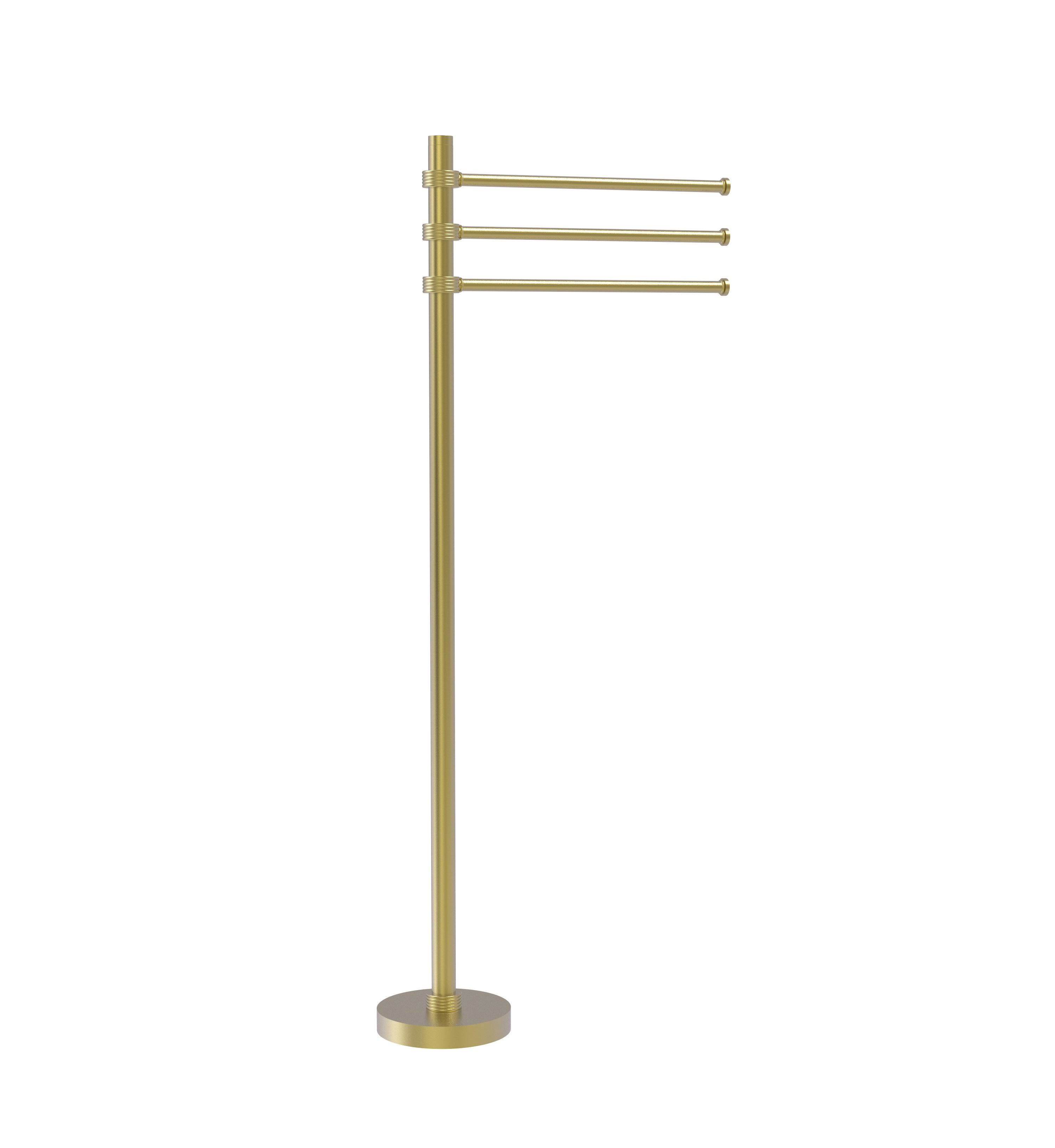 Allied Brass Towel Stand with 3 Pivoting 12-in Arms - Satin Brass