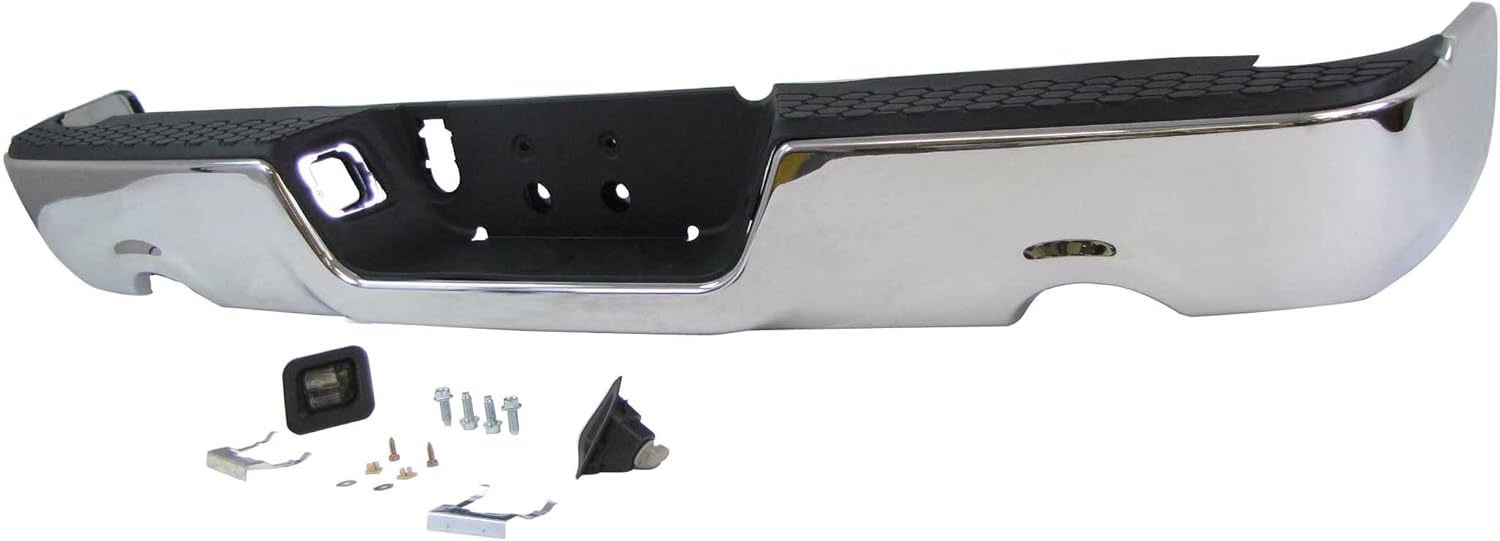 09-13 DODGE PICKUP RAM 1500 REAR STEP BUMPER CHR ASSY W/O SENSOR W/ DUAL EXHAUST