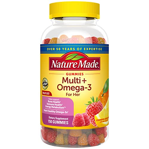 Nature Made Womens Multivitamin with Omega-3, Multivitamin for Women for Daily Nutritional Support, 150 Gummies, 75 Day Supply - Kansas Nuitrition