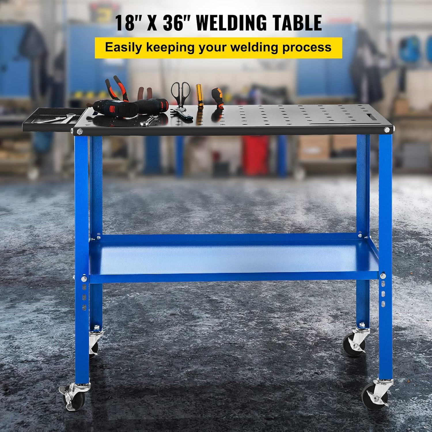 VEVOR Portable Welding Table, 18 x 36 Spacious Table Top and 0.11 Thick Welding Workbench w/ 1200lb Load Capacity