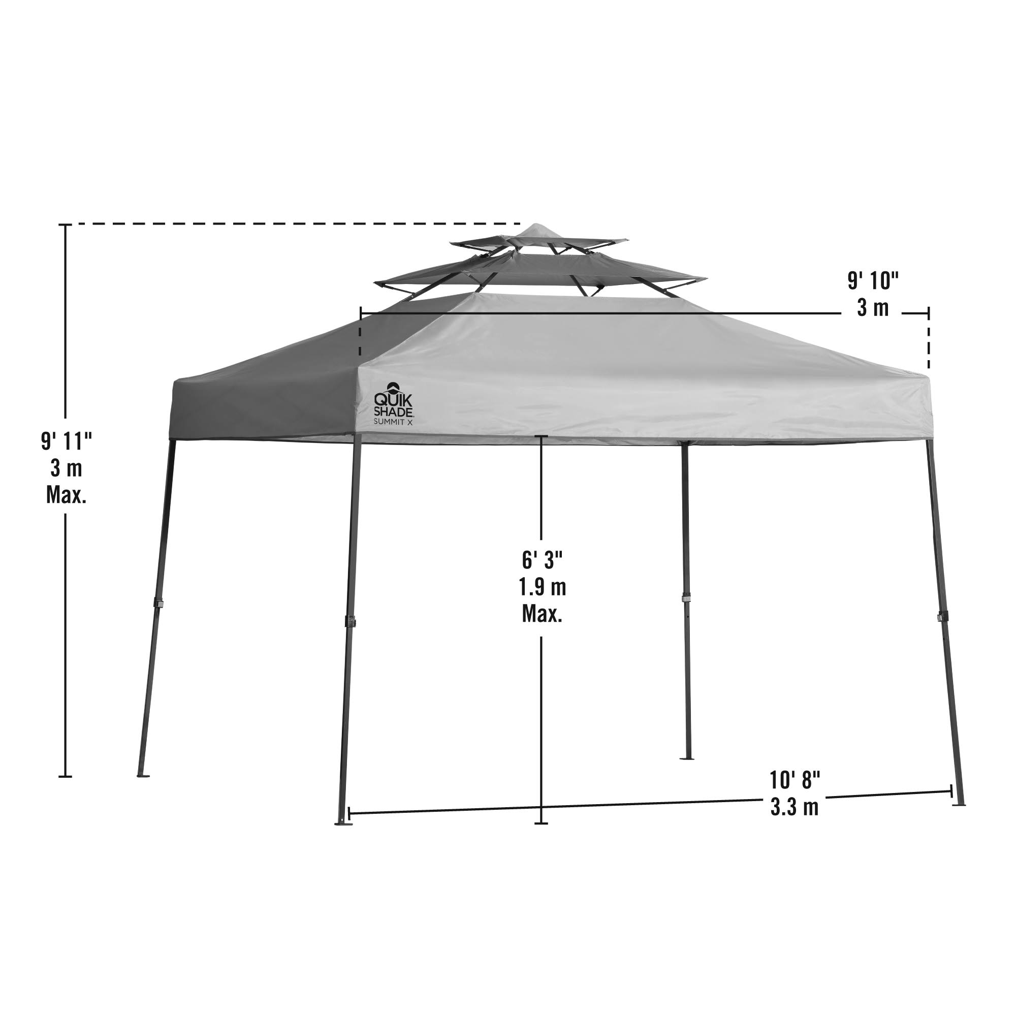 Quik Shade Summit SX100 10 x 10& Straight Leg Canopy - Blue