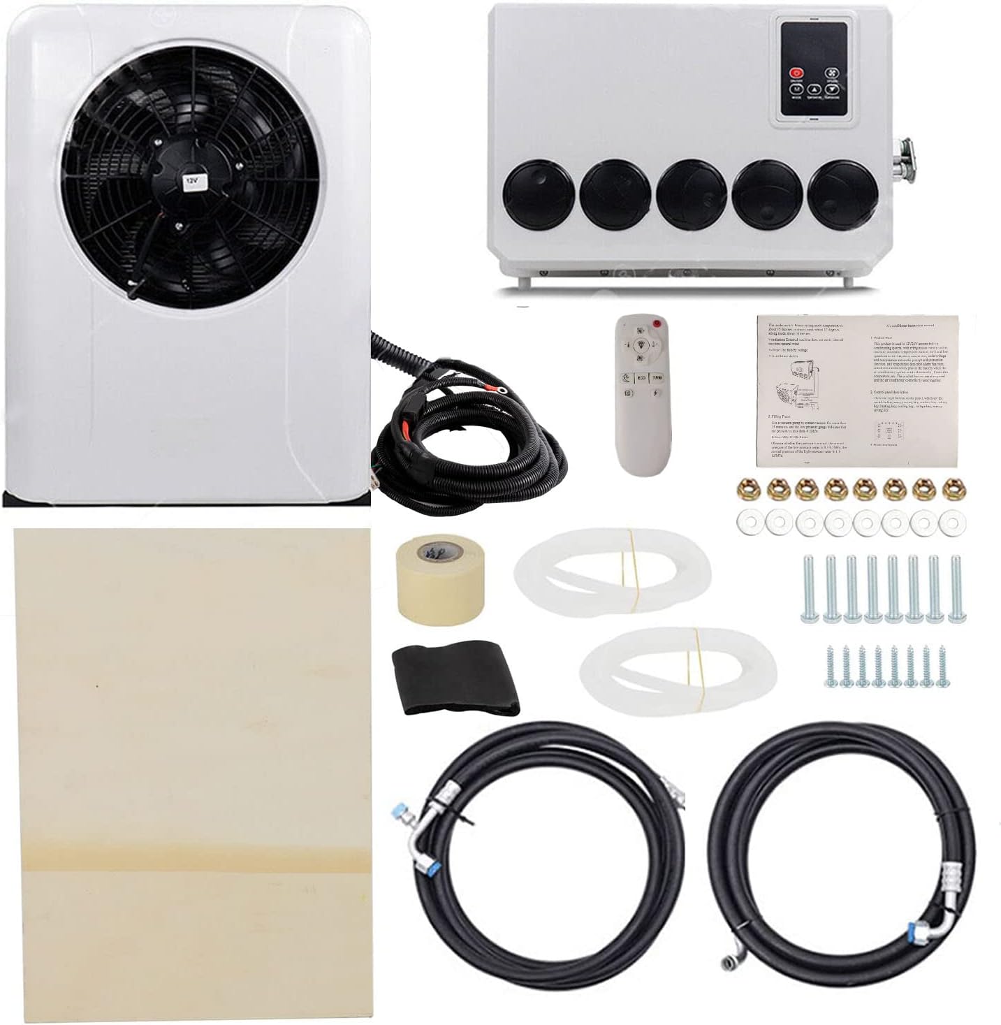 Truck Air Conditioner Set For RV Caravan Truck Tractor Universal 12V DC Parking Air Conditioner (White)