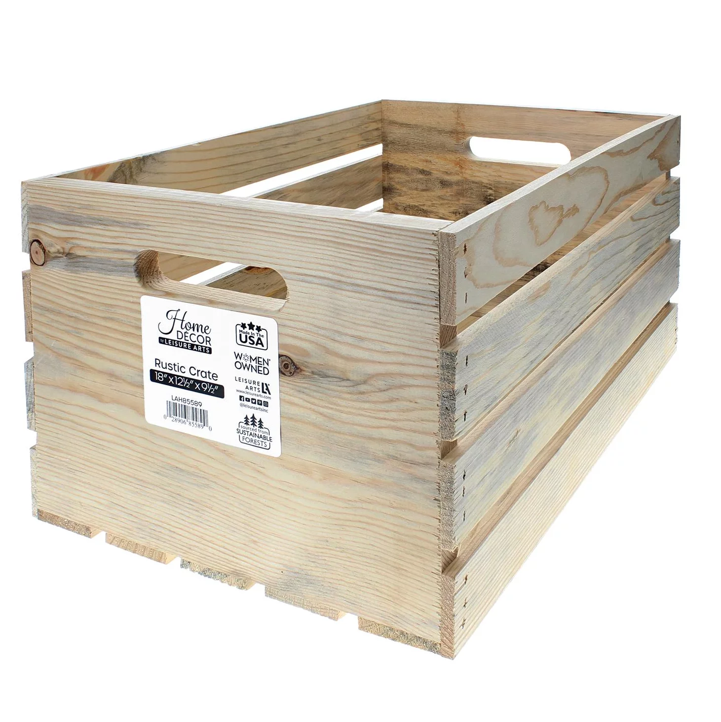 Leisure Arts Good Wood Wooden Crate, wood crate unfinished,  wood crates for display, wood crates for storage, wooden crates unfinished, Rustic