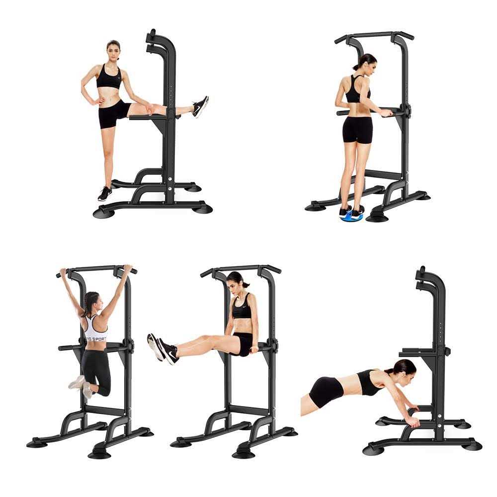 SogesHome Power Tower Pull Up Bar and Dip Station Adjustable Height Dip Stand Multi-Functional Strength Training Fitness Workout Station