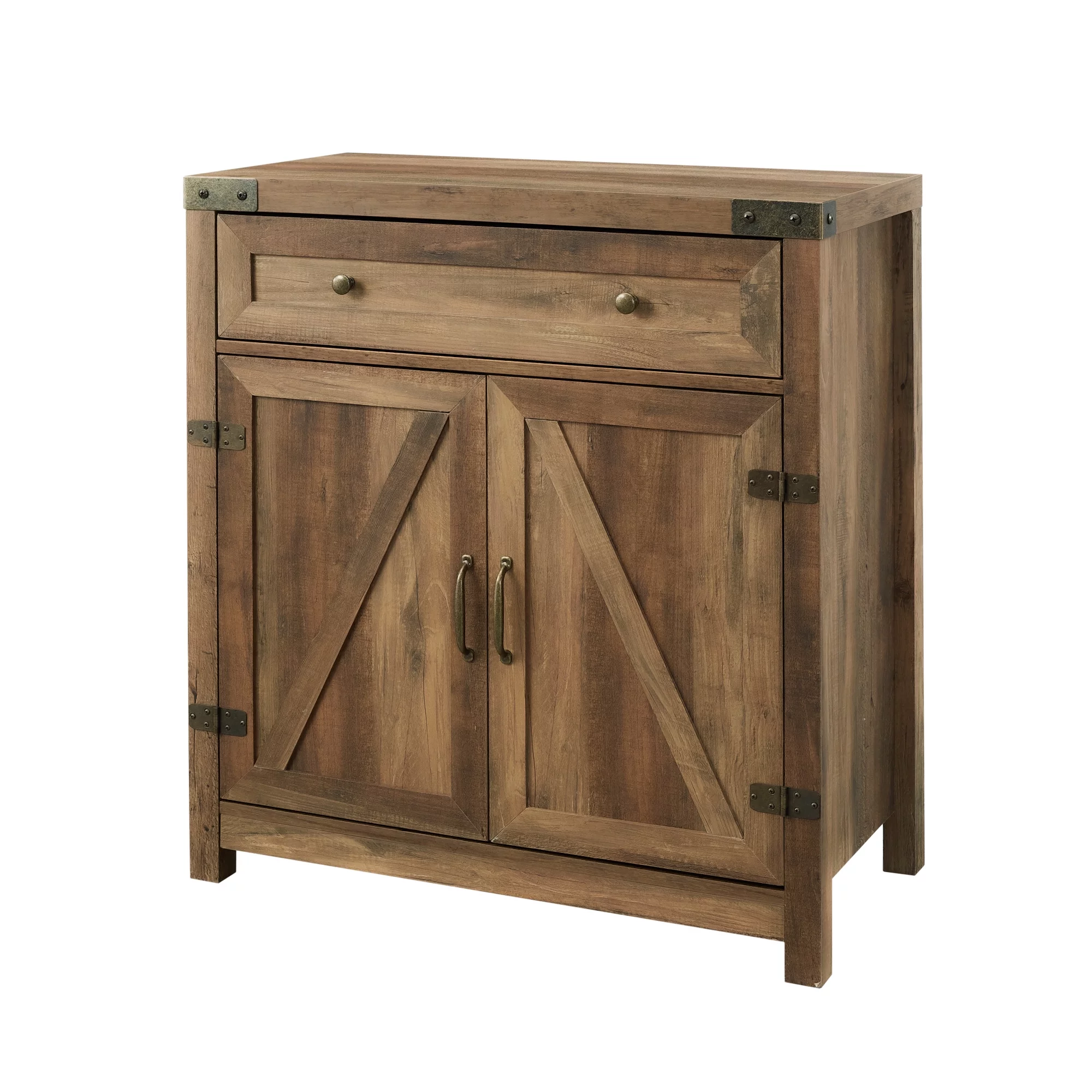Walker Edison Farmhouse Barn Door Accent Cabinet, Reclaimed Barnwood