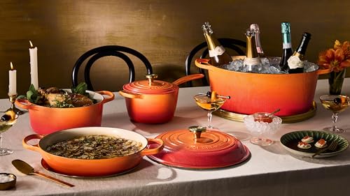 Le Creuset Enameled Cast Iron Signature Oval Dutch Oven, 15.5 qt., Flamme Doree with Crucible Knob