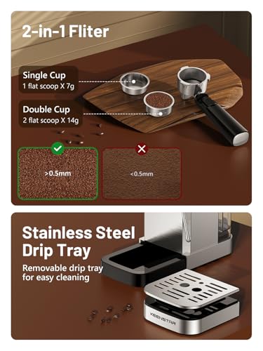 20Bar Espresso Machine with Rapid Cold Brew, Hot & Iced Coffee Machine, Espresso Maker with Milk Frother Steam Wand