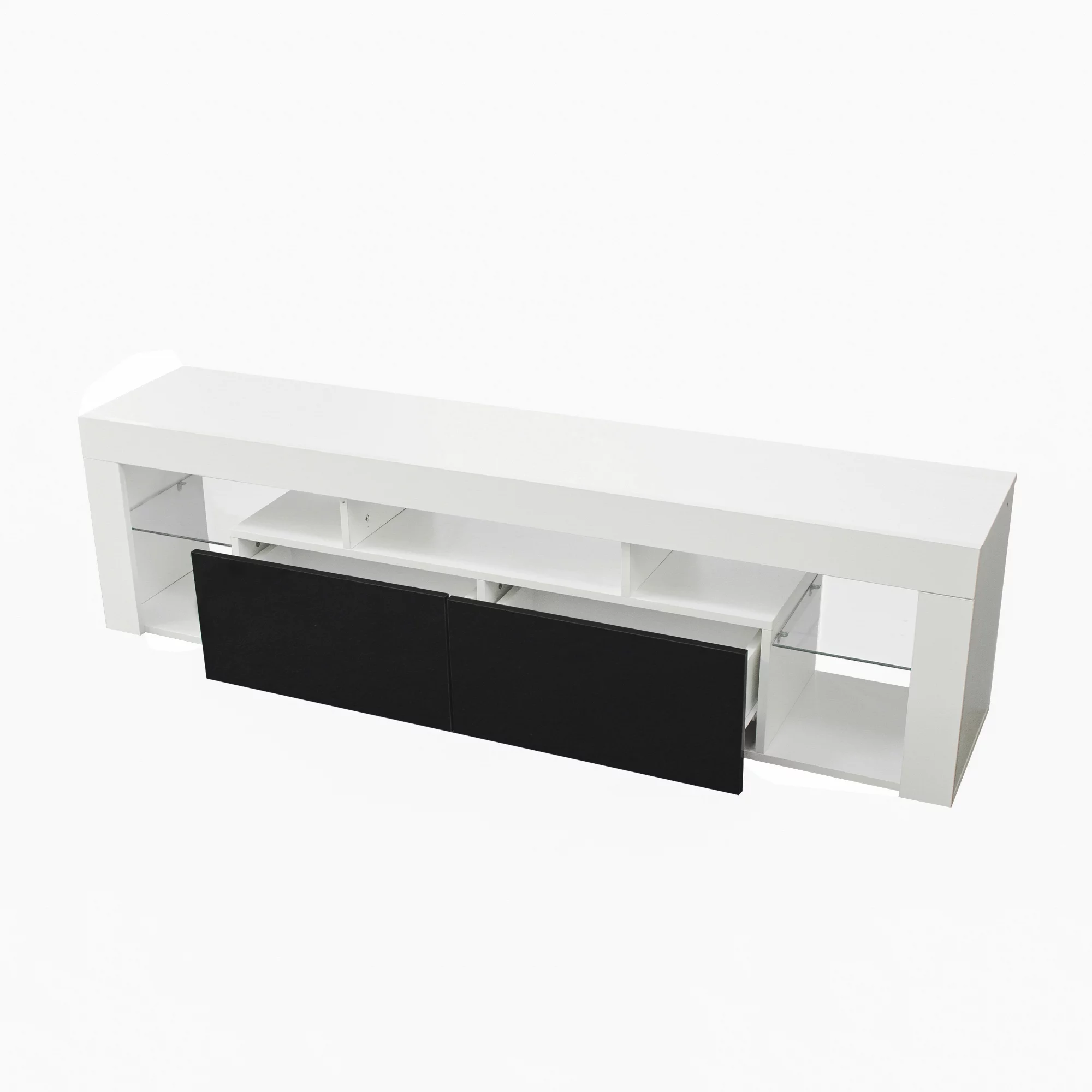 FURNITURE & TV Stand 160 LED Wall Mounted Floating 63" TV Stand (White/Black)