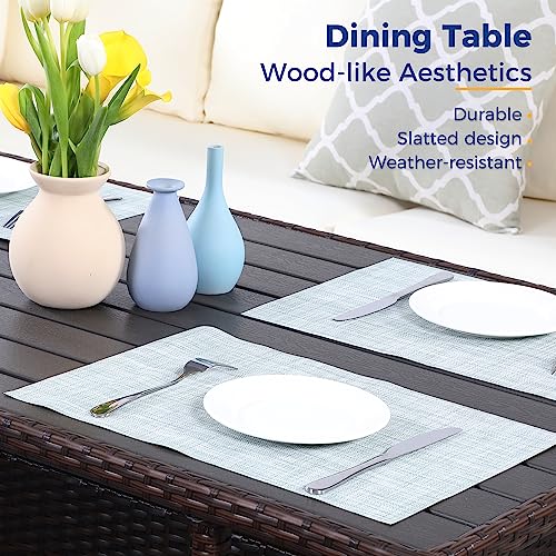 Wisteria Lane Outdoor Patio Furniture Set, 7 Piece Outdoor Dining Sectional Sofa with Dining Table and Chair