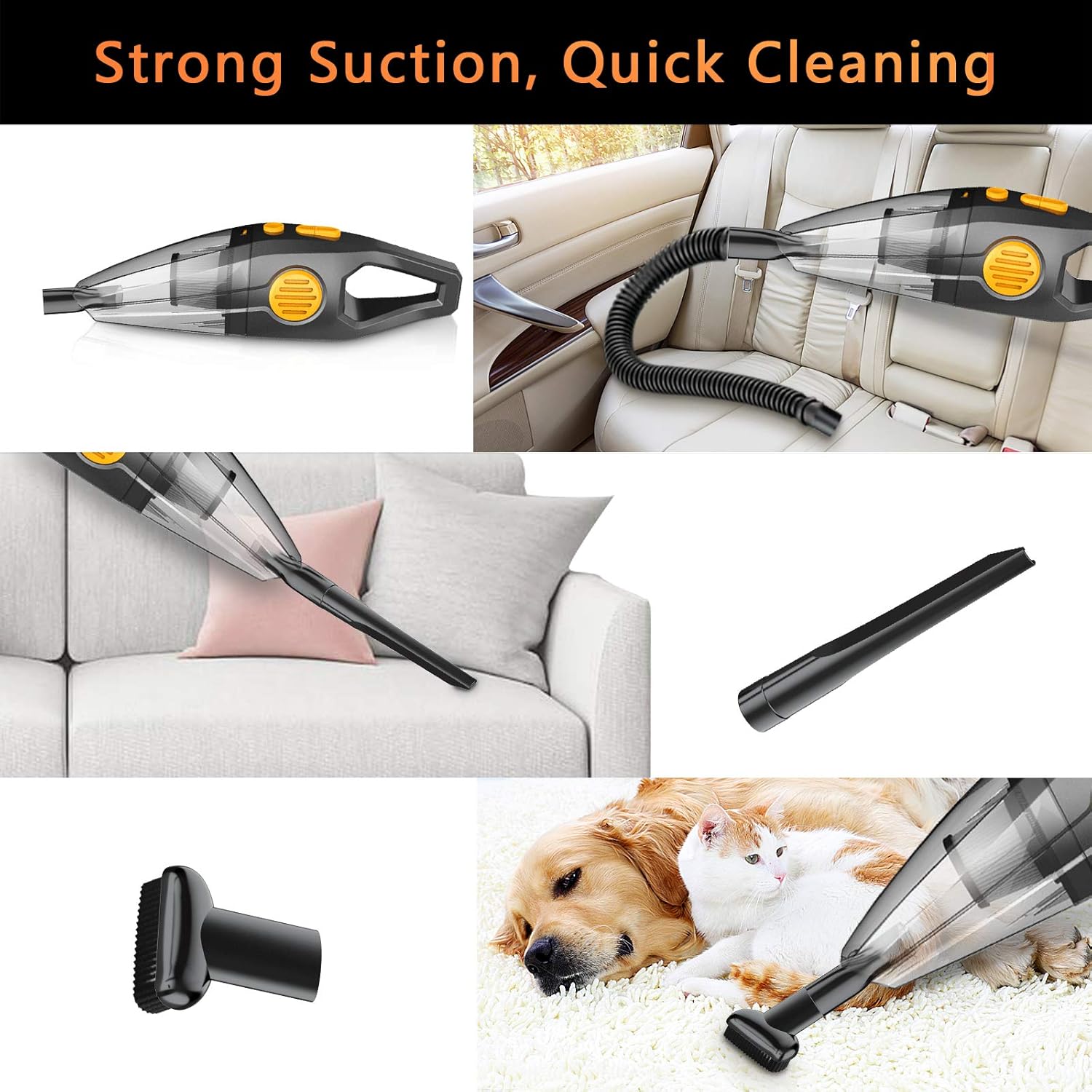 Portable Cordless Handheld Vacuum Cleaner, Benefast 150W High Power, 8000PA Strong Suction, Wet & Dry Use, 2 Modes for House, Car