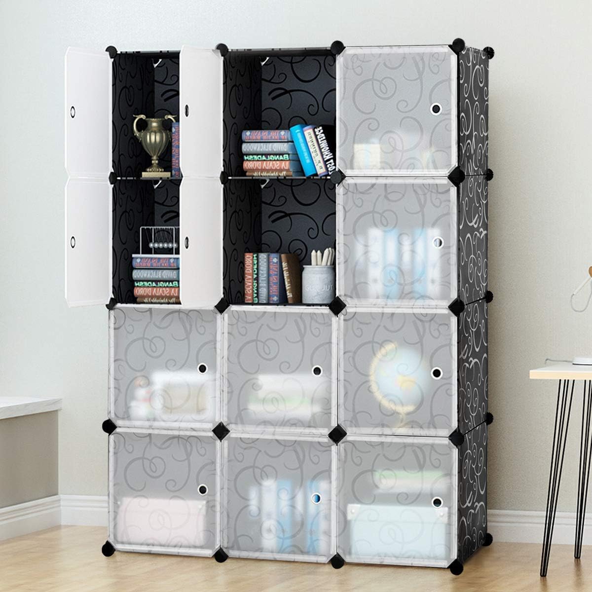 Tangkula Cube Storage Organizer, Cube Closet Storage Shelves, DIY Plastic PP Closet Cabinet, Modular Bookcase