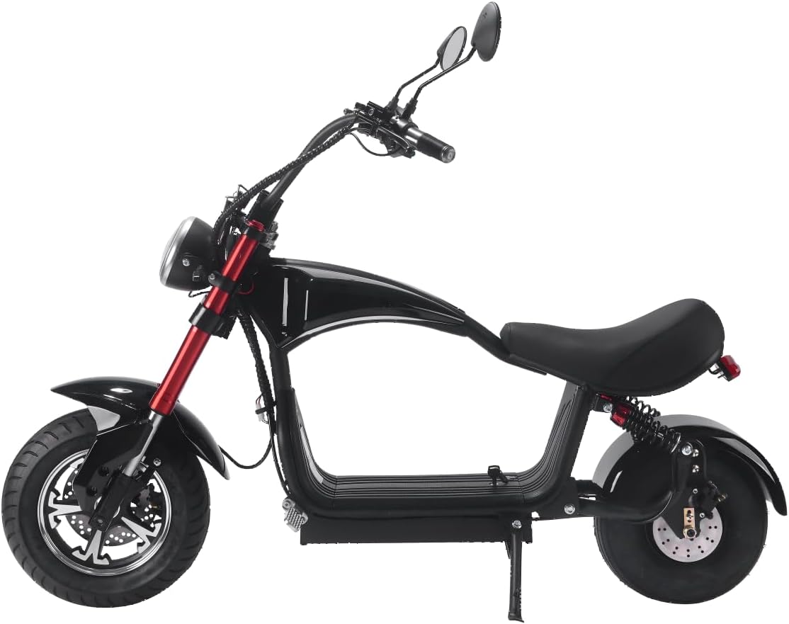 Electric Scooter for Adults 800W Motor Fat Tire Citycoco Scooters Up to 25 Mph & 18 Miles 48V 12Ah Lithium Removable Battery Lowboy Scooter Harley