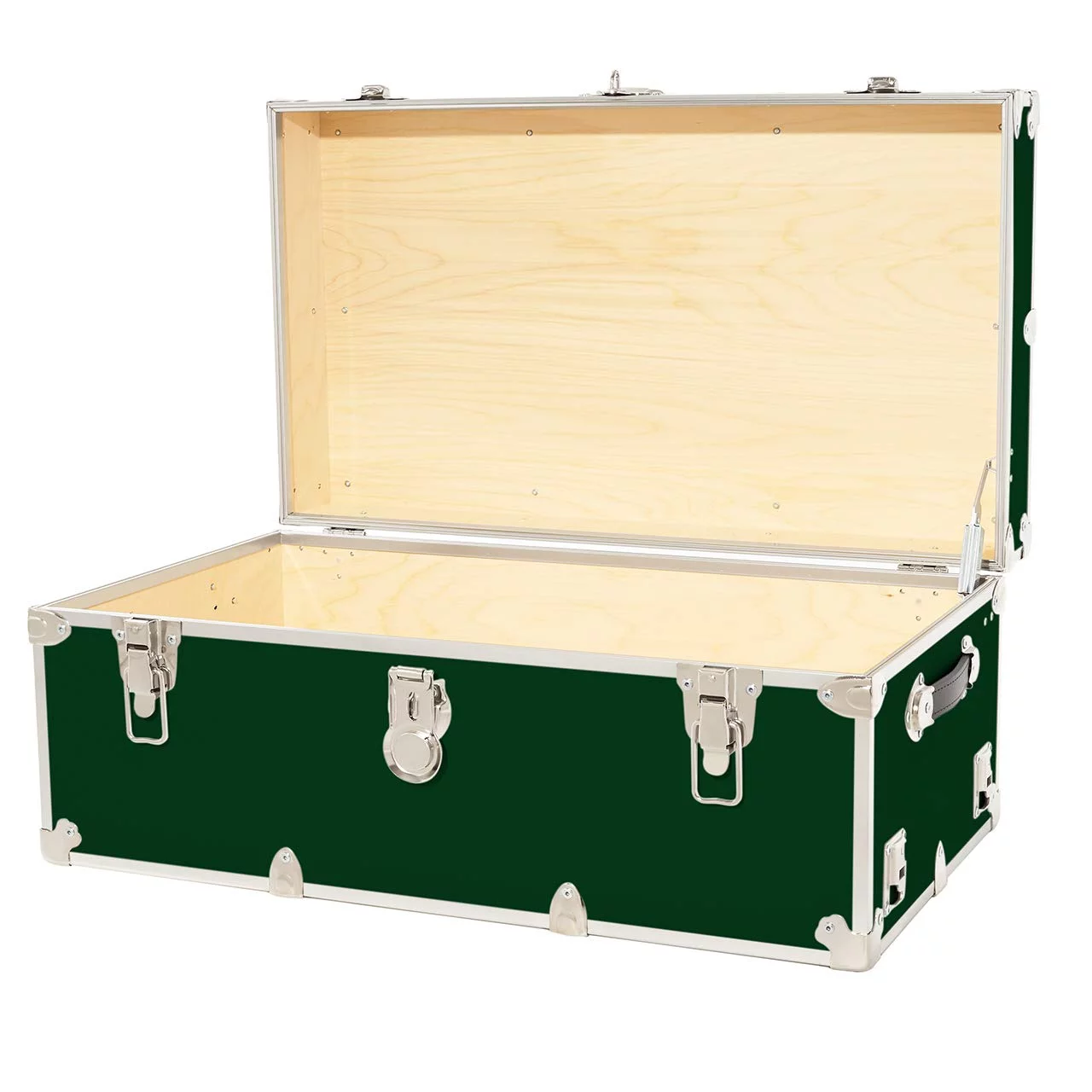 Rhino Trunk & Case Large Leather Embossed Vinyl Trunk, Summer Camp, College, Storage 32"x18"x14" (Forest Green)