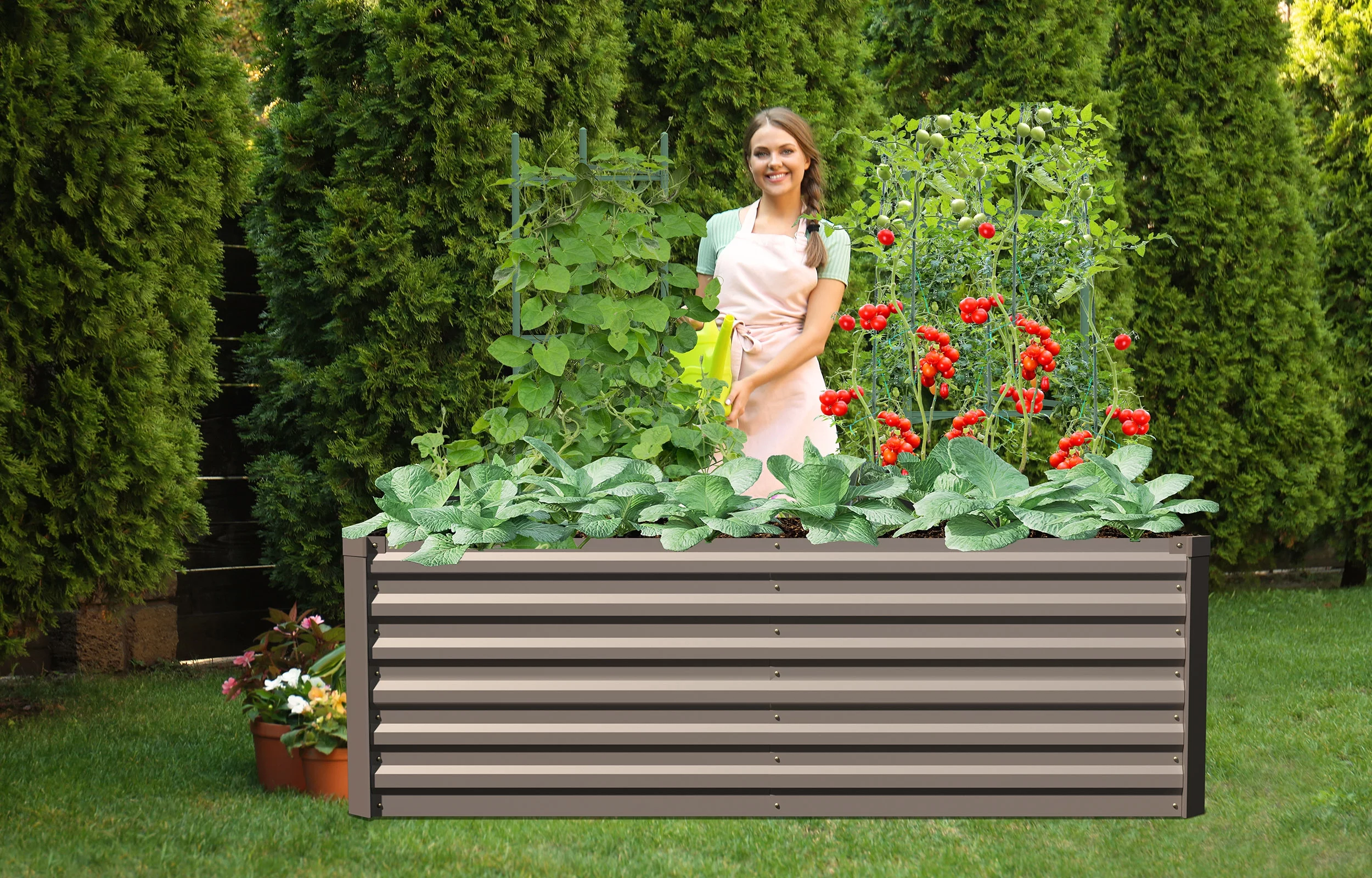 Galvanized Raised Deep Garden Bed 6x3x2 ft Steel Rust-Resistant Planter Box Outdoor Gardening Large Elevated Metal Container for Vegetables, Herbs