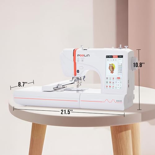 EOC05 Embroidery Machine 4 x 9.25 Inch Large Hoop Embroidery Area,Computerized Embroidery Machine with 7 Inch LCD Color Touchscreen,USB