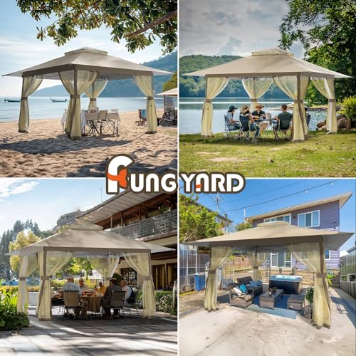 Outdoor Pop Up Gazebo 10x10 - Instant Canopy Tent with Mosquito Nettings