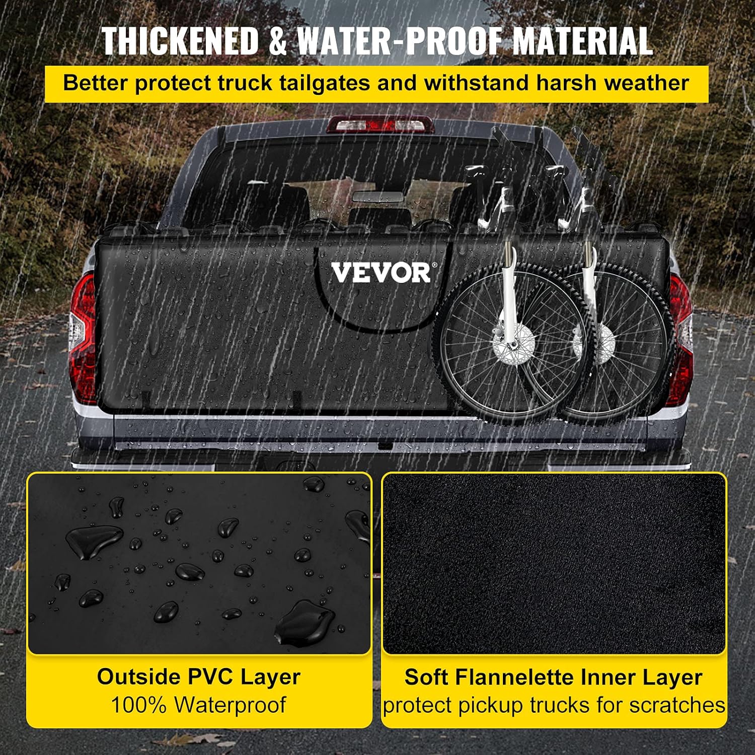 VEVOR Tailgate Pad for Bikes, Tailgate Protection Cover Carries UP to 6 Mountain Bikes, 63 Bike Pickup Pad for Pickup Truck, Upgraded