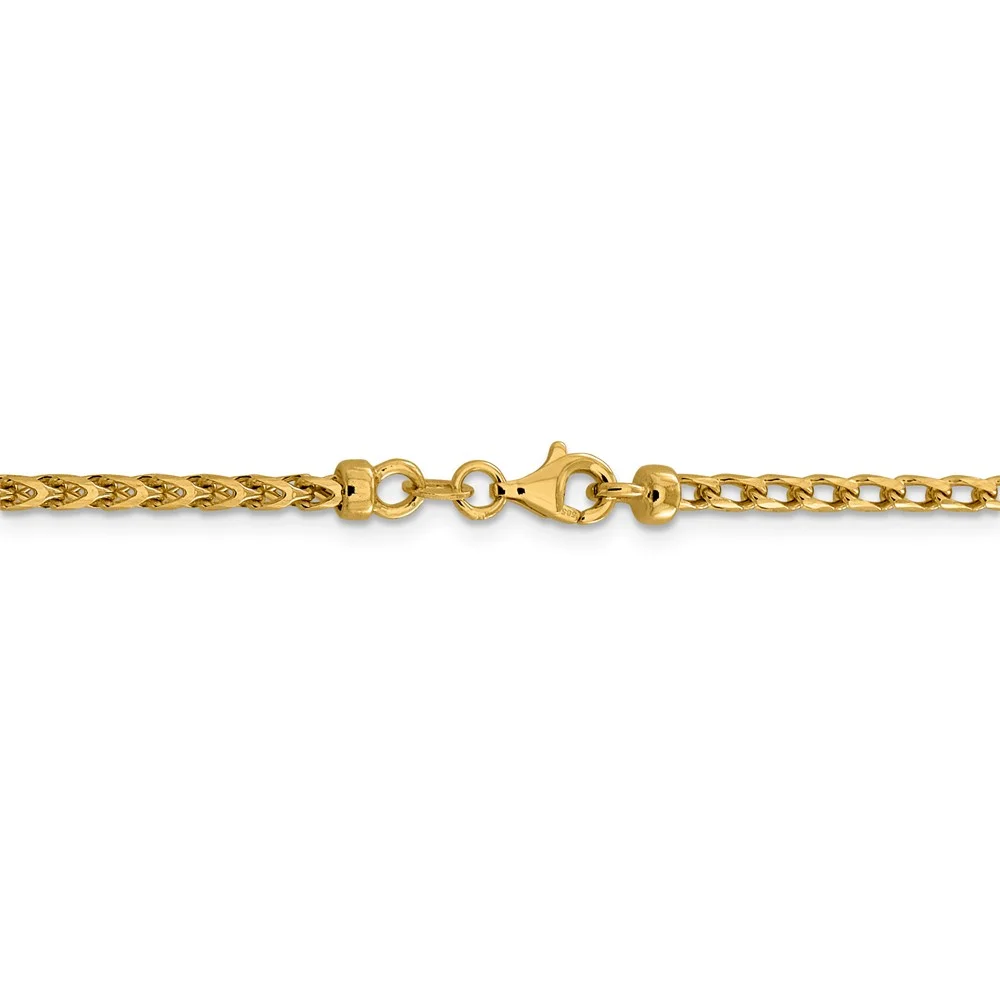 Leslie's Real 14kt Yellow Gold 2.45mm Diamond Cut Open Franco Chain; 18 inch; for Adults and Teens; for Women and Men