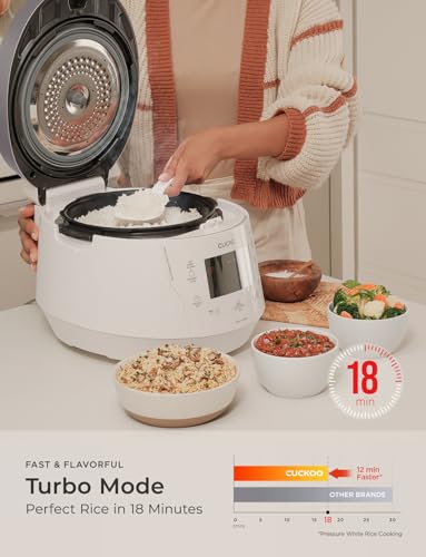 CUCKOO CRP-P0609S 6-Cup (Uncooked) / 12-Cup (Cooked) High Pressure Rice Cooker & Warmer with Nonstick Inner Pot, 12 Menu Options, Fuzzy Logic Tech