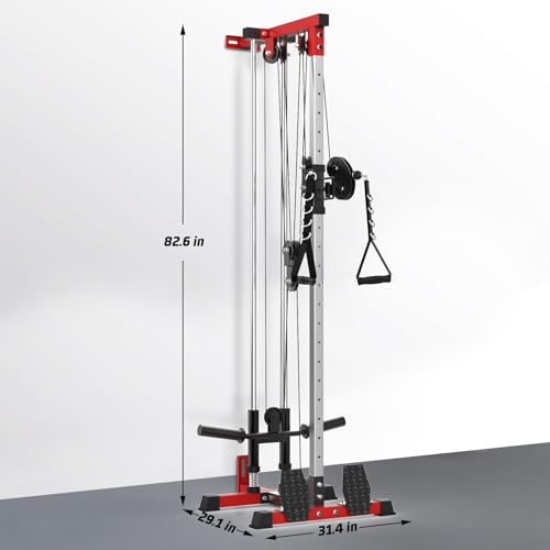Wall Mount Cable Machine,LAT Power Cable Machine, LAT Pull Down and LAT Row LAT Tower,Cable Crossover Machine with 20 Positions