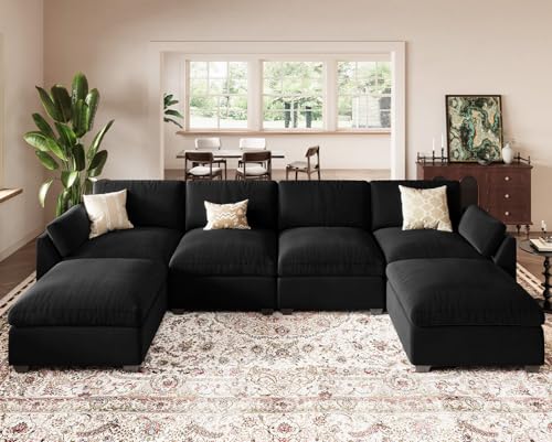 Belffin Extra Large Modular Sectional Sofa,106.3" 4-Seater L Shaped Couch,Velvet Convertible Sectional Couches for Living Room