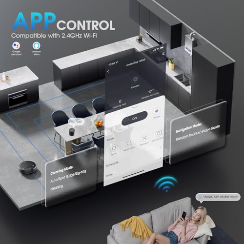 Robot Vacuum and Mop, Mapping Robotic Vacuums Cleaner with LiDAR Navigation Smart & Strong Suction, WiFi/App/Alexa/Voice Control, Obstacle Avoidance