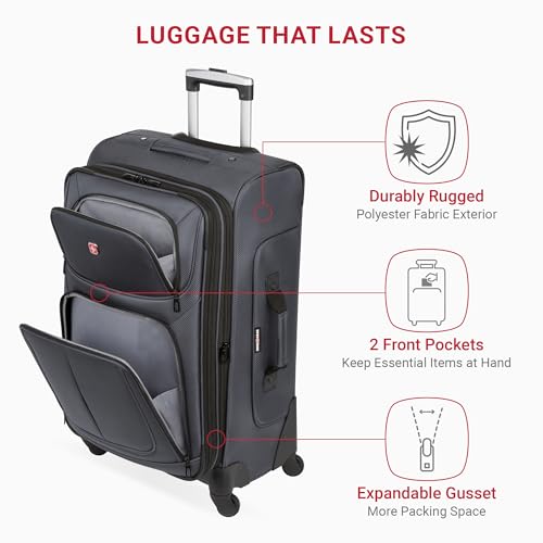 SwissGear Sion Softside Expandable Roller Luggage, Teal, 3 Piece Set (21/25/29)