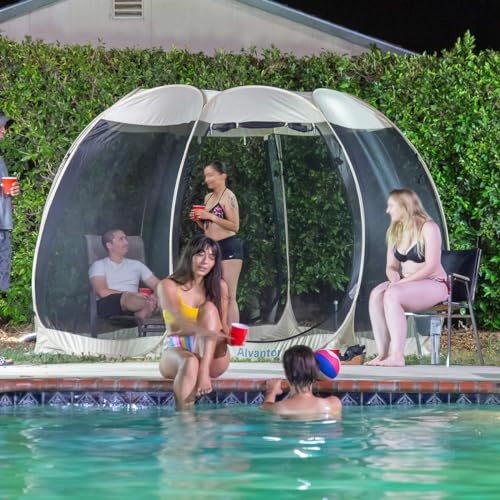 Alvantor Screen House Gazebo, 6-10-15 Person Pop Up Igloo Screened Canopy Tent with Mosquito Netting Sides