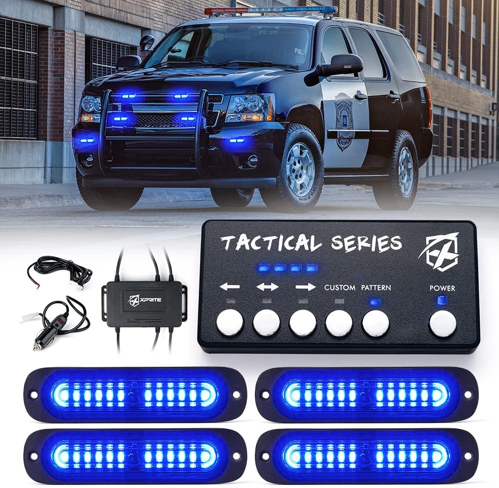 Xprite Amber 12 LED Surface Mount Strobe Lights Kit