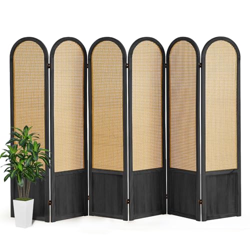 Room Divider 4 Panel, Folding Privacy Screen, Foldable Wood Divider Room Dec, Rattan Room Divider, Portable Partition Screen