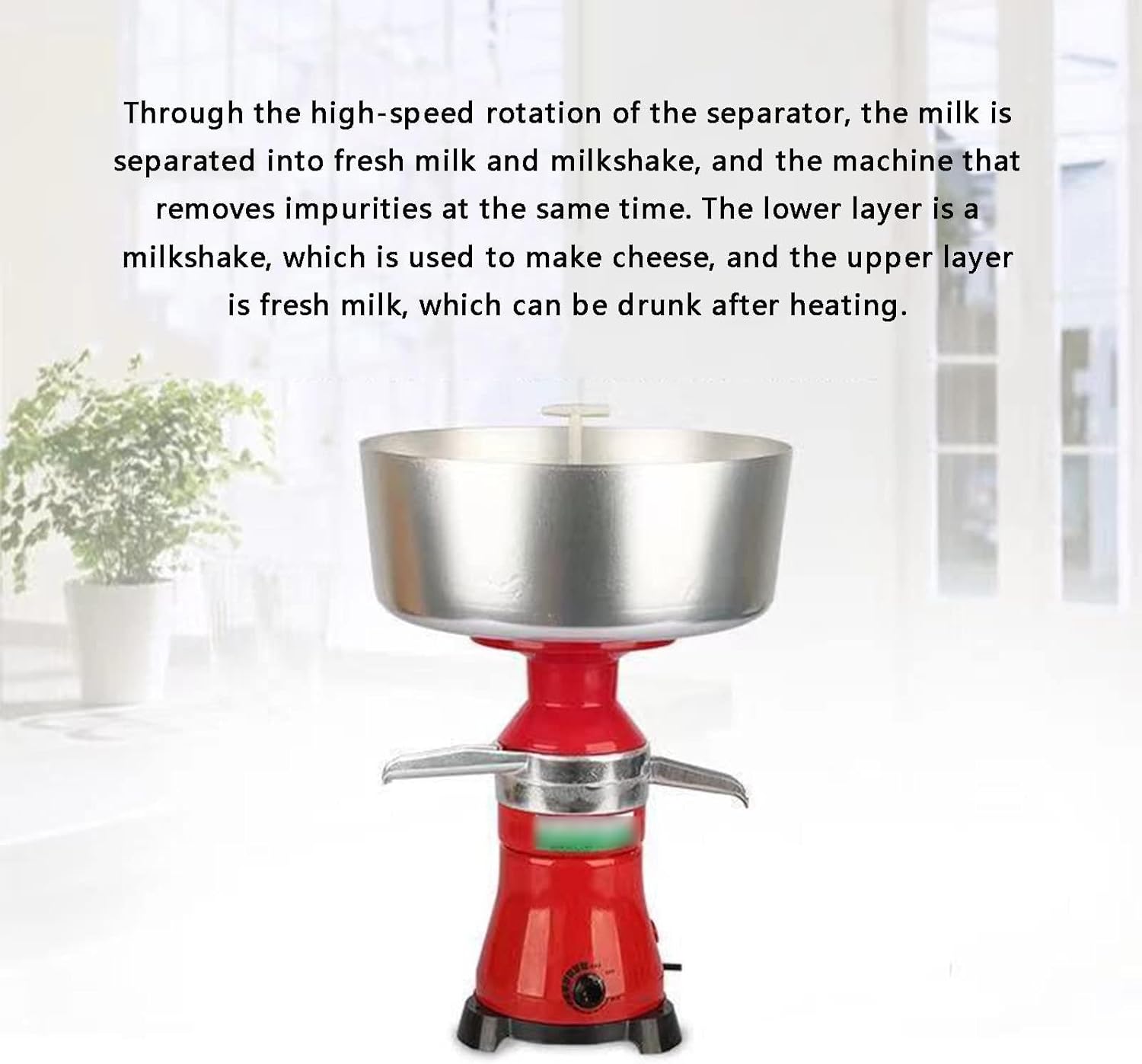 Electric Cream Separator Stainless Steel 50L/H - Turn Raw or Whole Milk into Cream and Skim Milk with Milk Cream Centrifugal Separator