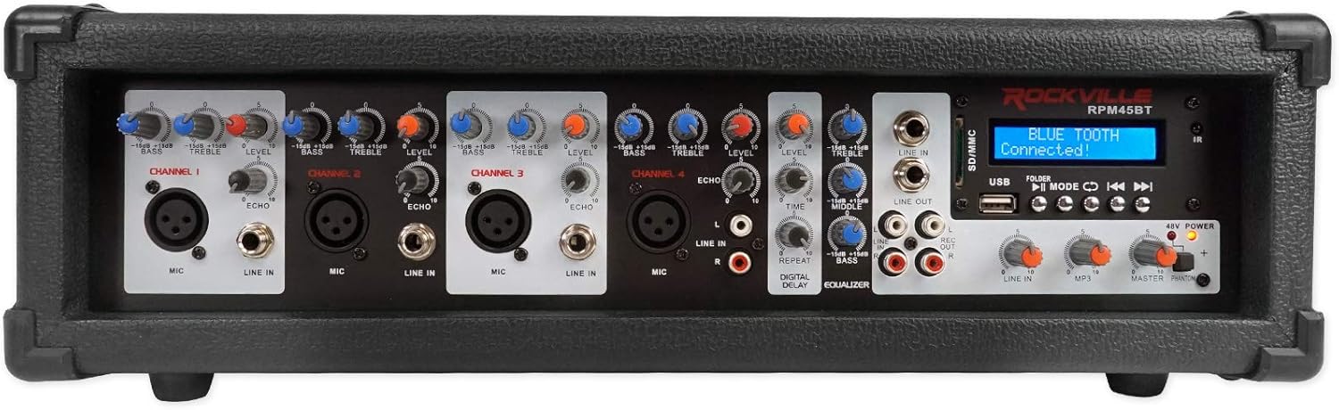 Rockville 12 Channel 4800w Powered Mixer, 7 Band EQ, Effects, USB, 48V (RPM109)