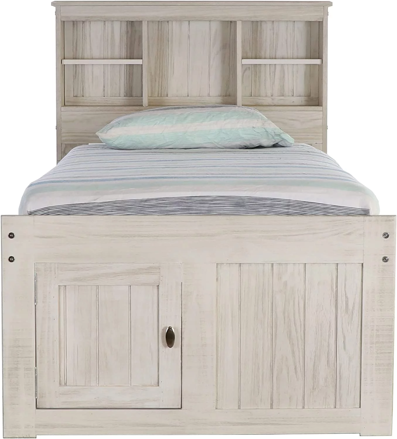 Discovery World Furniture - Full Size Bed Frame with Headboard Bookcase Captain Bed with 6 Drawers, Full Size Bed with Storage, Charcoal