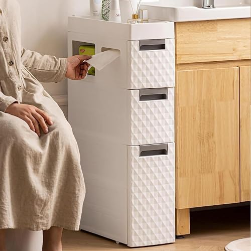 Small Bathroom Storage Cabinet - Narrow Slim Organizer Side Corner Unit