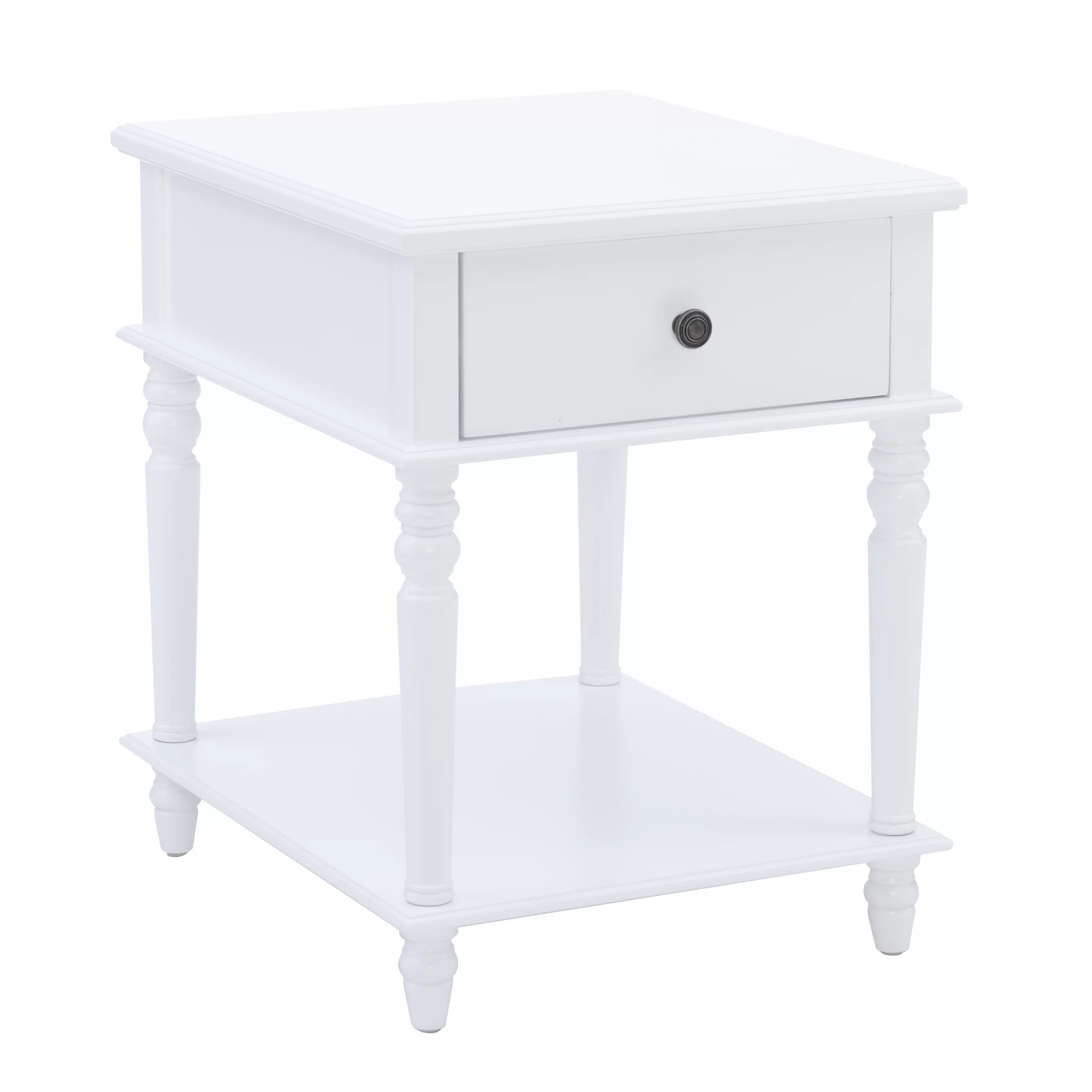 Powell Victoria Single Drawer Indoor Accent Side Table, 26" Tall, White