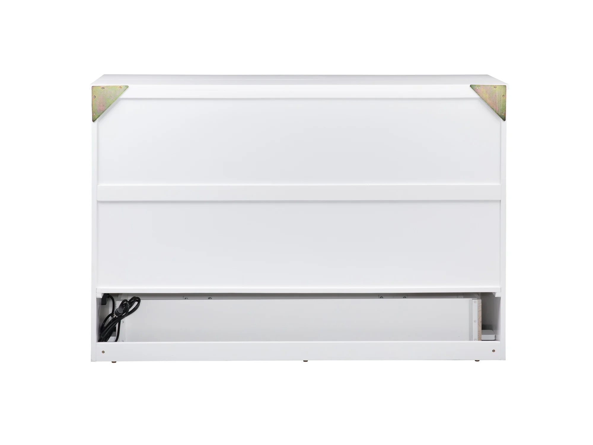 AFI Deerfield Queen Solid Wood Murphy Bed Chest with Mattress, Drawer & Charger in White