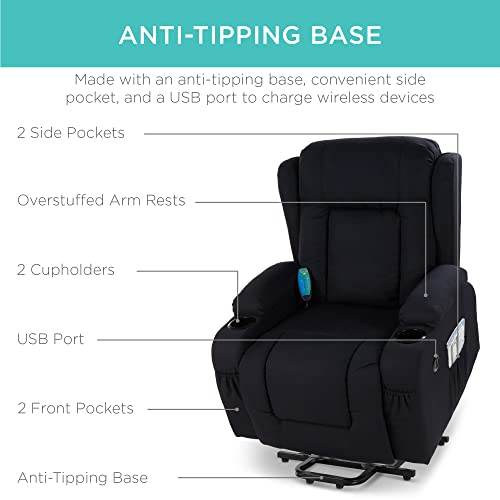 Best Choice Products Modern Linen Electric Power Lift Chair, Recliner Massage Chair, Adjustable Furniture for Back, Legs w/ 3 Positions, USB Port