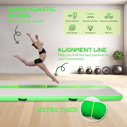 FEATH-R-LITE 10/13ft Inflatable Gymnastics Tumble Track Tumbling Mat 4in Thick Air Floor Tumble Track with Electric Pump for Cheer