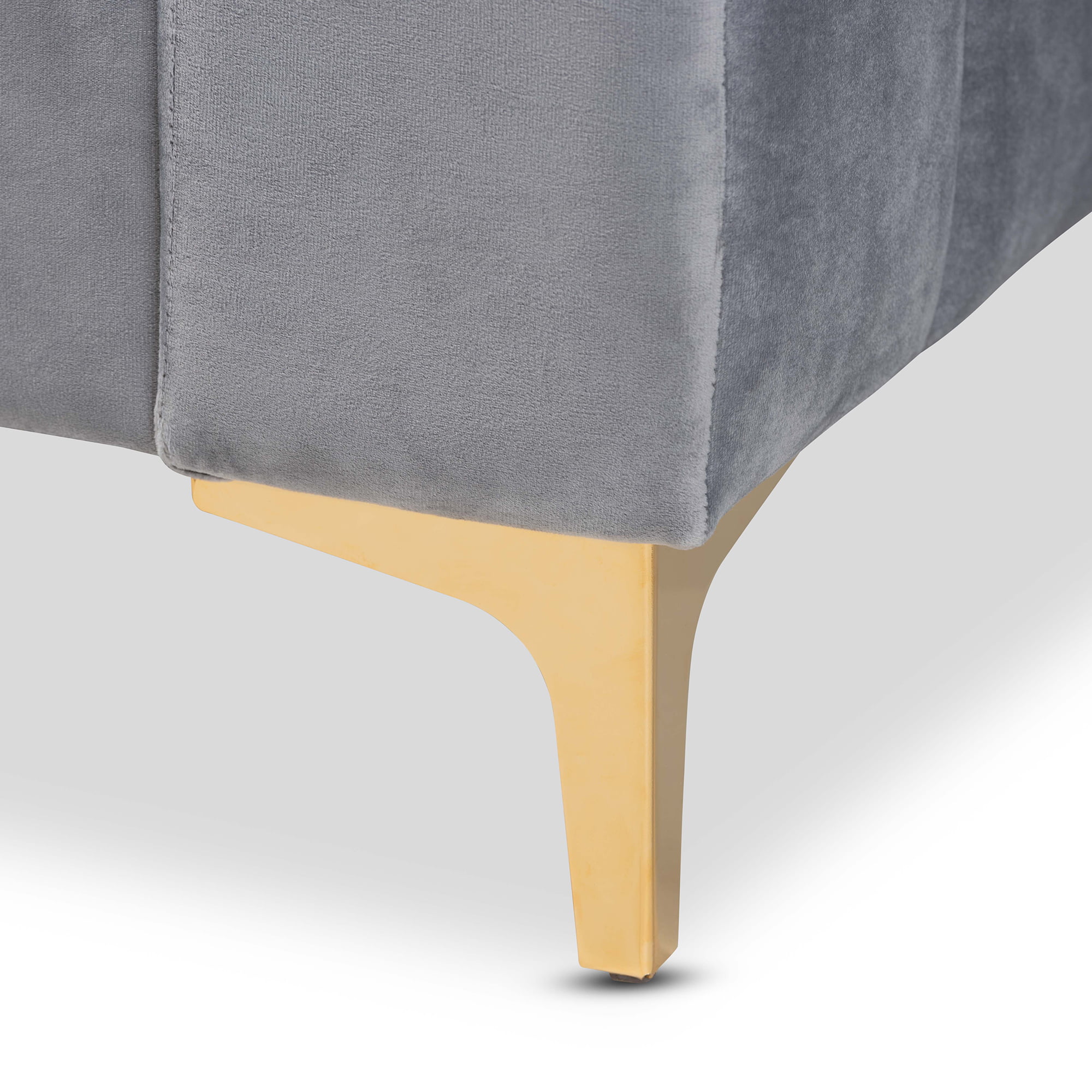 Baxton Studio Oksana Modern Contemporary Glam and Luxe Light Grey Velvet Fabric Upholstered and Gold Finished Full Daybed