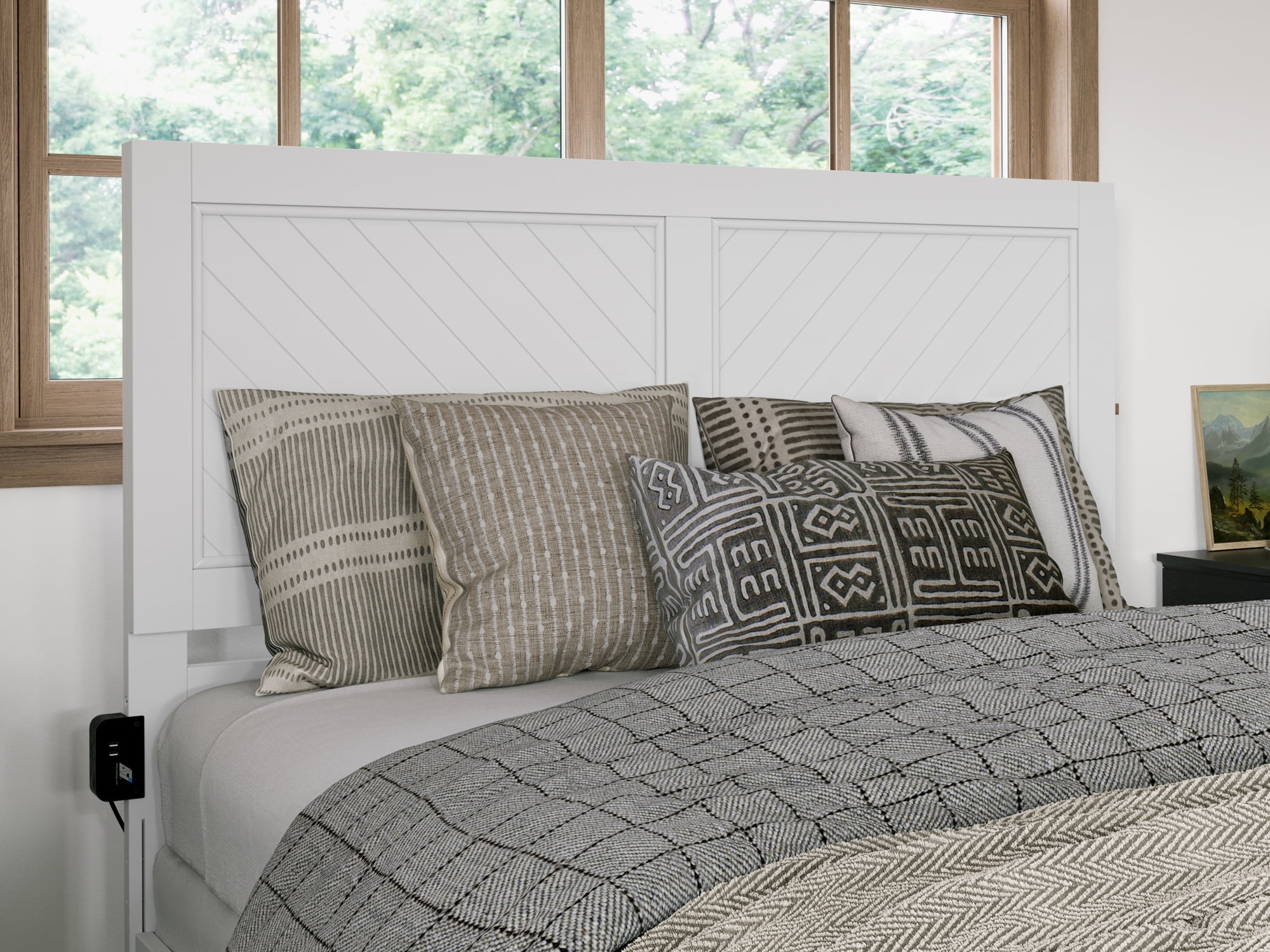 AFI Canyon White Solid Wood Foundation Bed Frame with Matching Footboard, Queen
