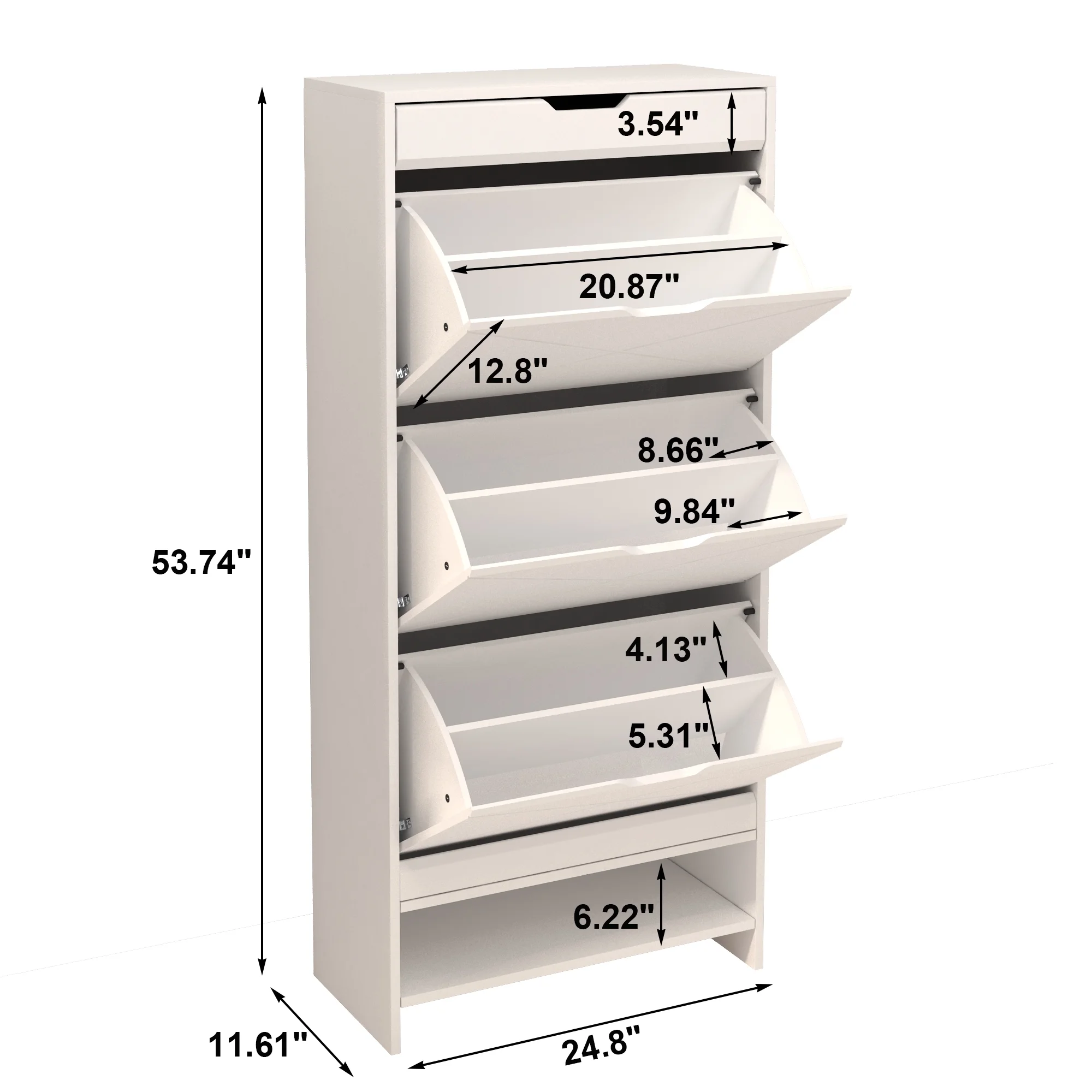 Facilehome Entryway Shoe Cabinet 3 Flip Drawer,Modern Tipping Shoe Rack Organizer for Hallway Bedroom,Indoor White