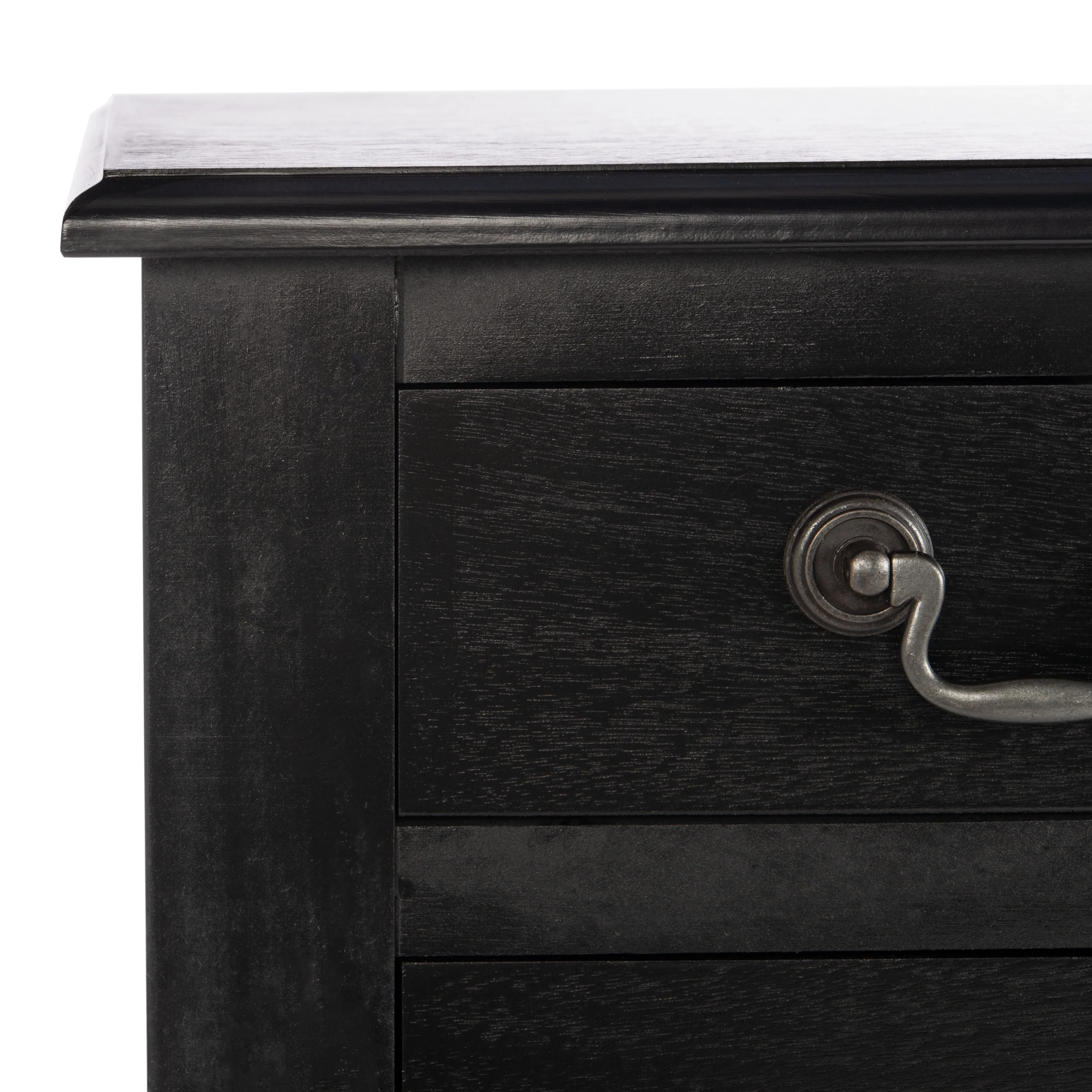 SAFAVIEH Athena French 3-Drawer Black Wood Rectangle Console Table (23.5 in. W x 13 in. D x 29.5 in. H)